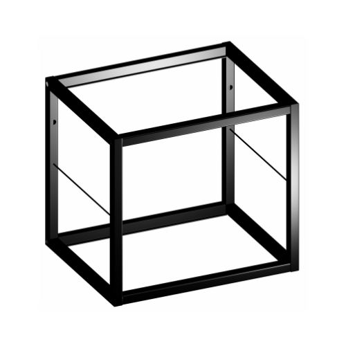 Ένα μαύρο μεταλλικό πλαίσιο ραφιών