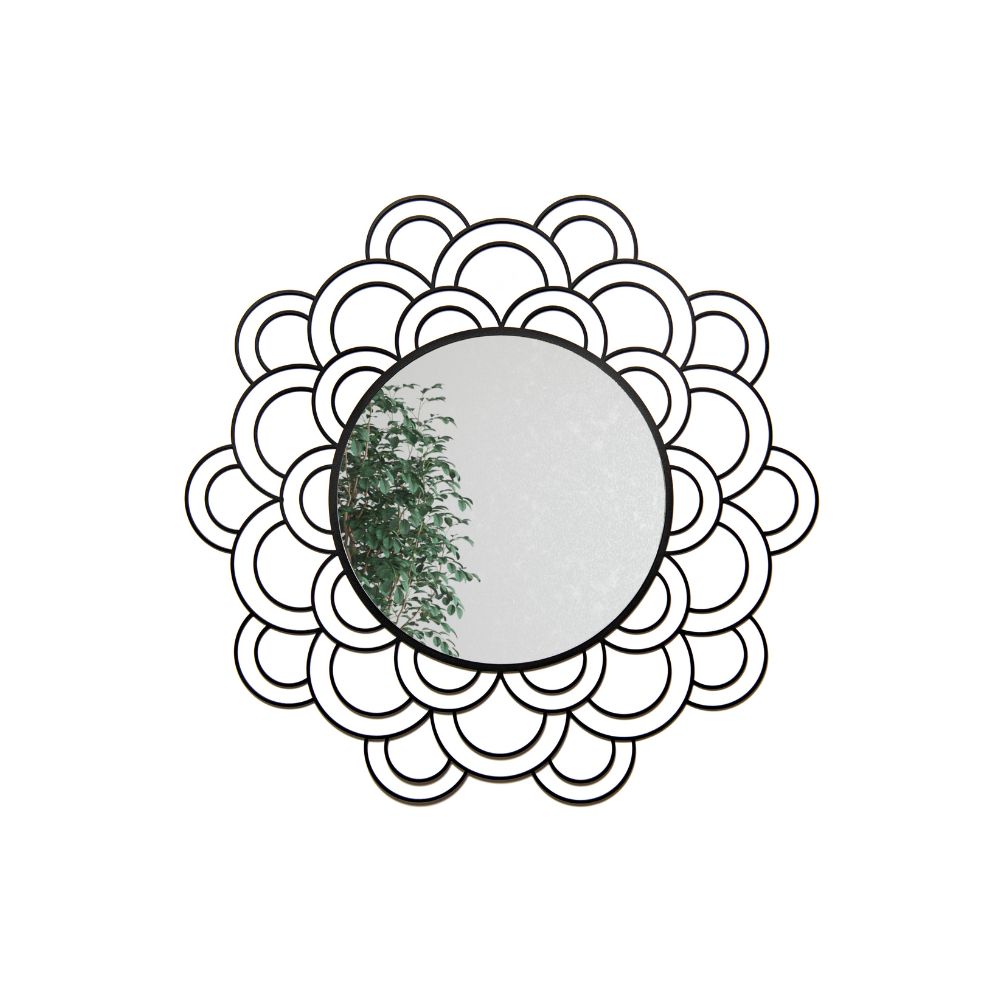 Ένας μεταλλικός μαύρος καθρέπτης σε λευκό φόντο