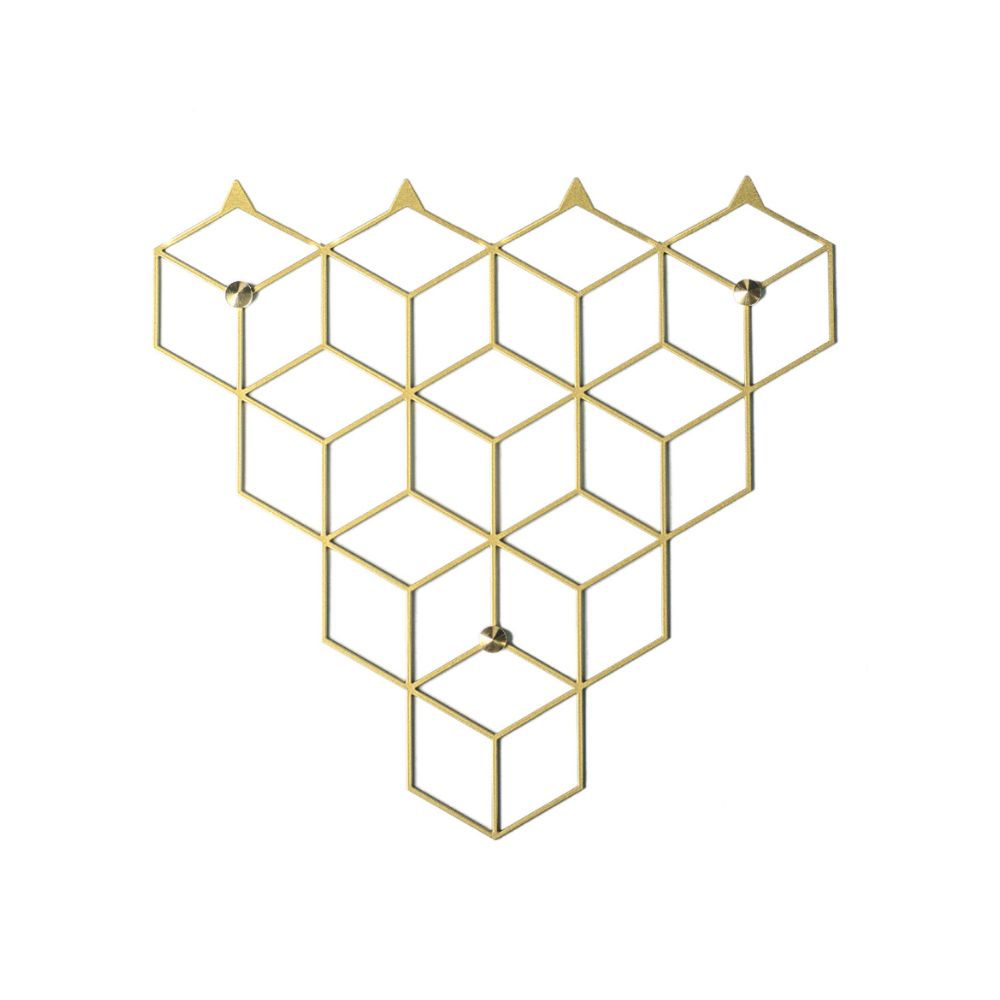 Μία κρεμάστρα με κοπή λέιζερ γεωμετρική χρυσή τετραπλή