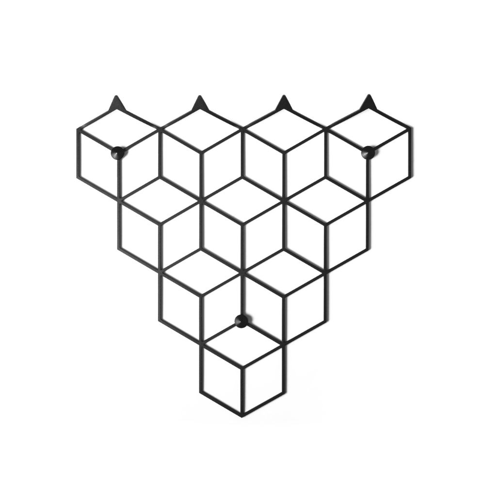 Μία κρεμάστρα με κοπή λέιζερ γεωμετρική μαύρη τετραπλή