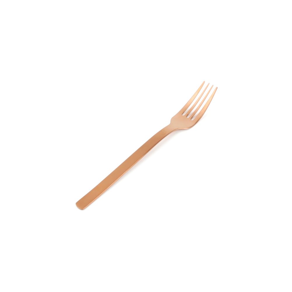 Ένα μεταλλικό ροζ χρυσό πιρούνι