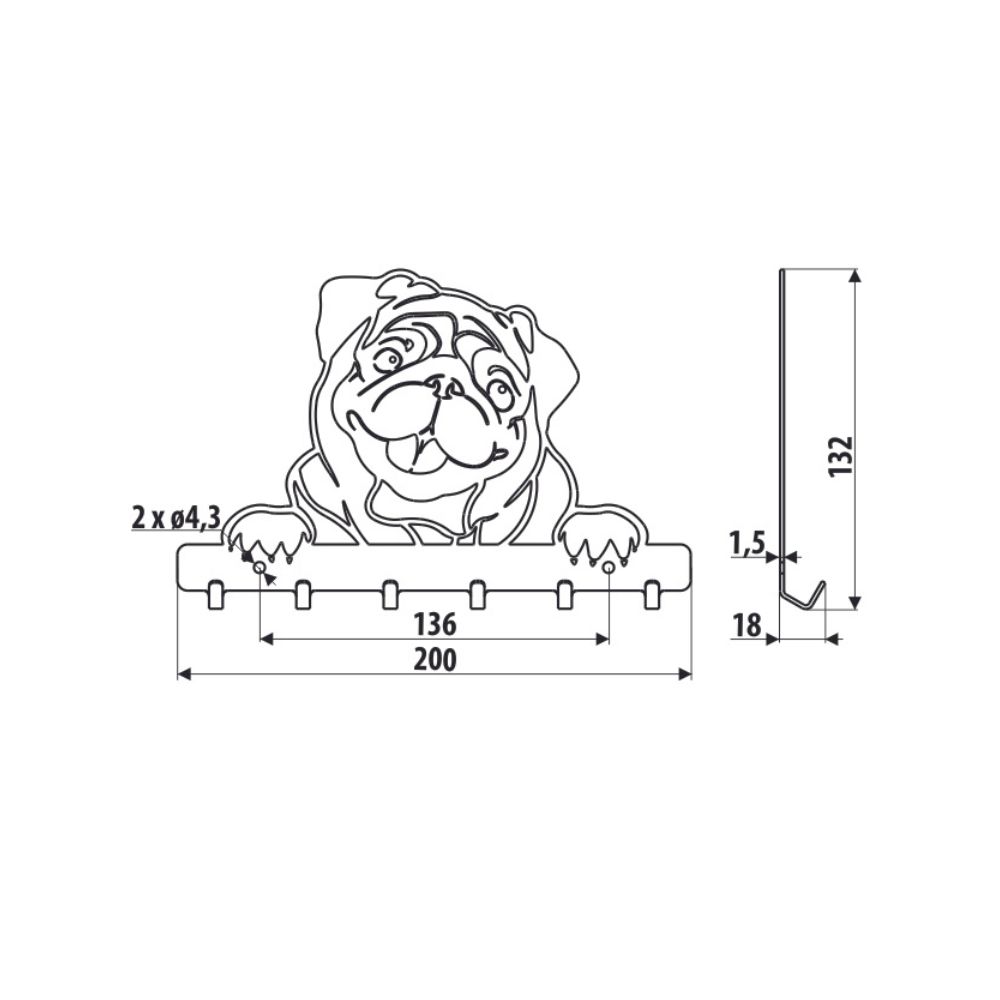 kremastra-toichoy-6-theseon-pug Το διαστασολόγιο από μία μαύρη μεταλλική κρεμάστρα έξι θέσεων σε σχήμα σκύλου