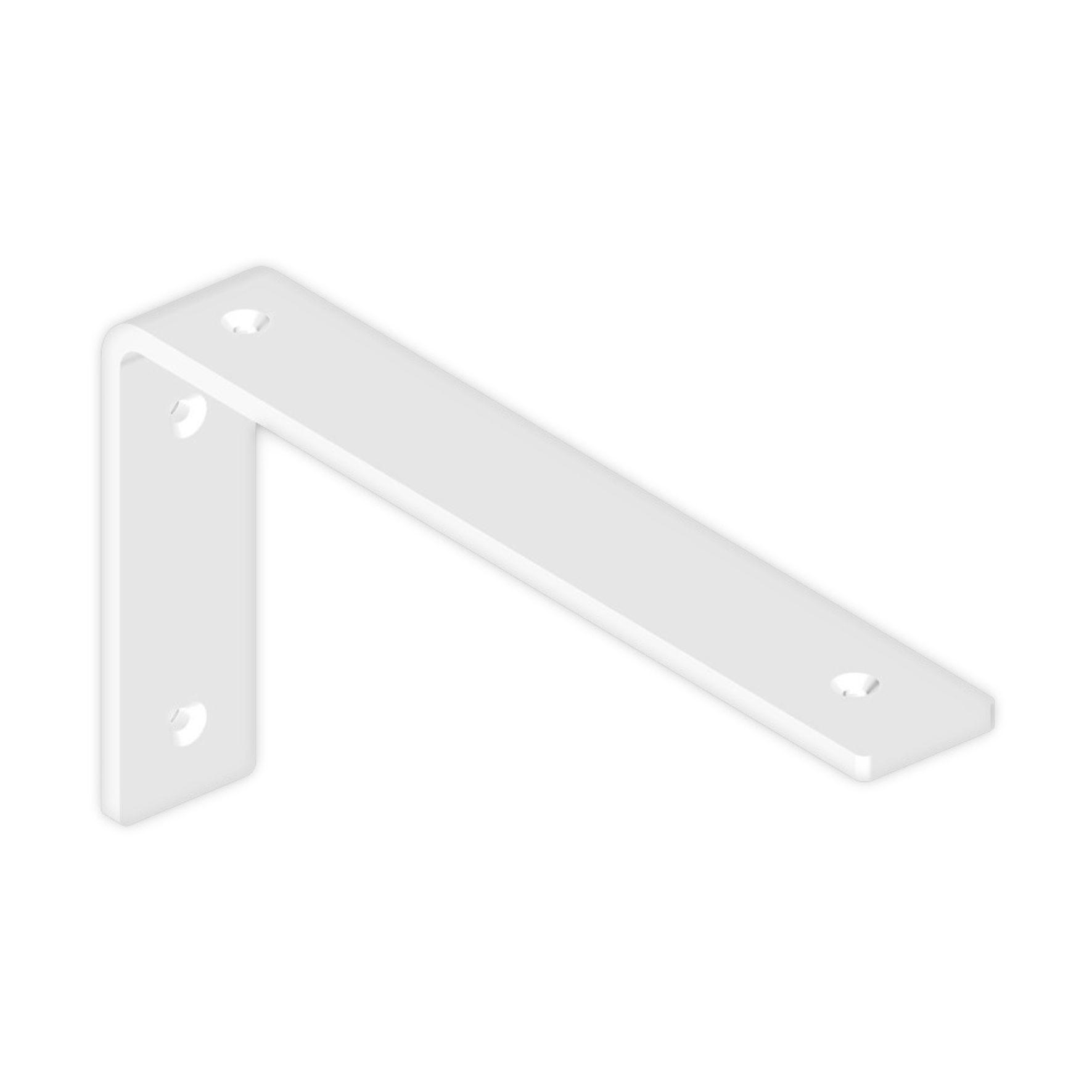 Μία λευκή μεταλλική γωνία για ράφι φωτογραφισμένη σε λευκό φόντο